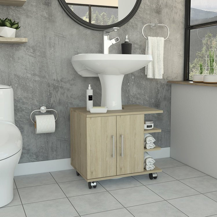 Optimizador Lavamanos Bath 300 2 Puertas - Rovere / Blanco - Mueble de baño